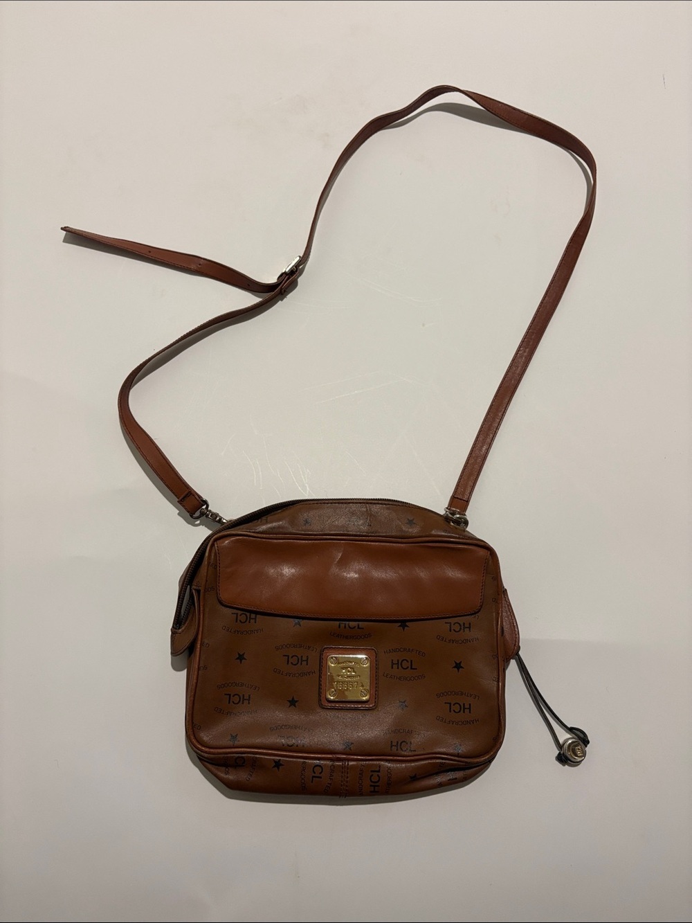 HCL Germany Vintage Brown Leather Crossbody Shoulder Bag